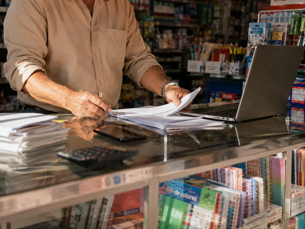 Comerciante en su establecimiento