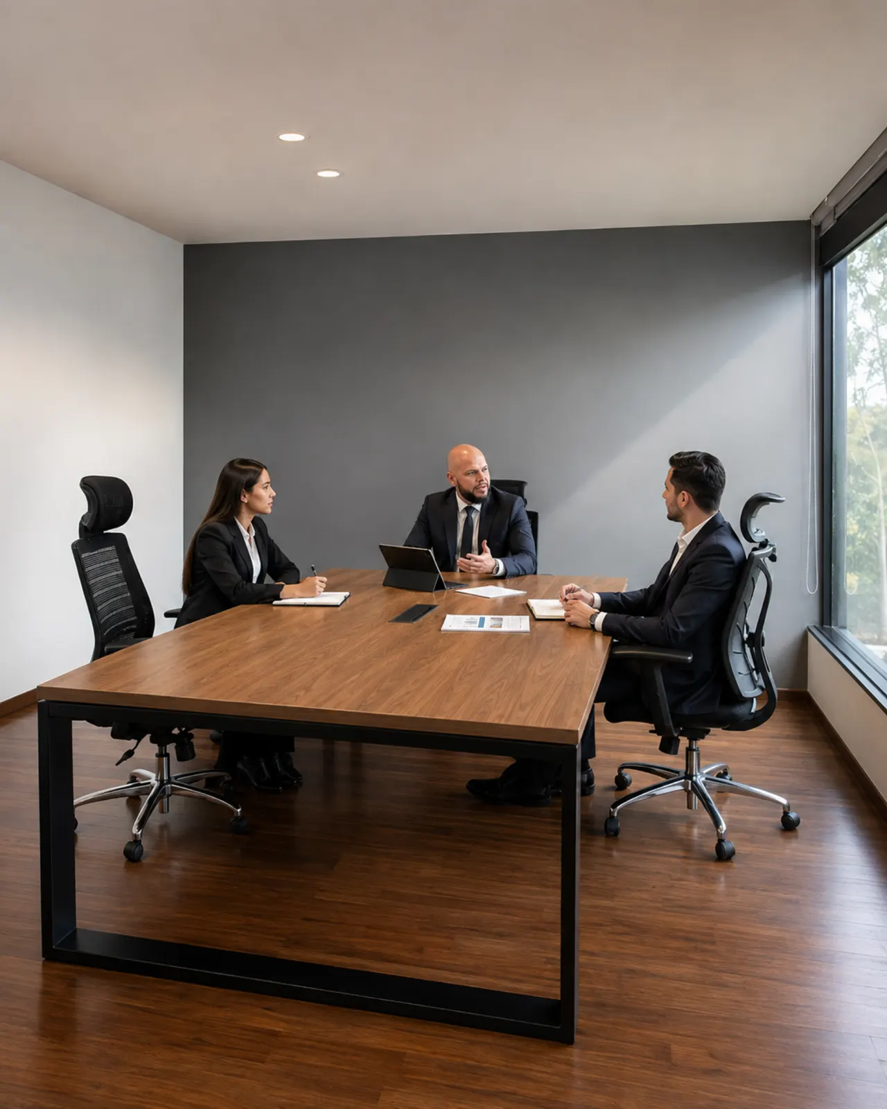 Dirección y socios de una empresa en reunión de trabajo